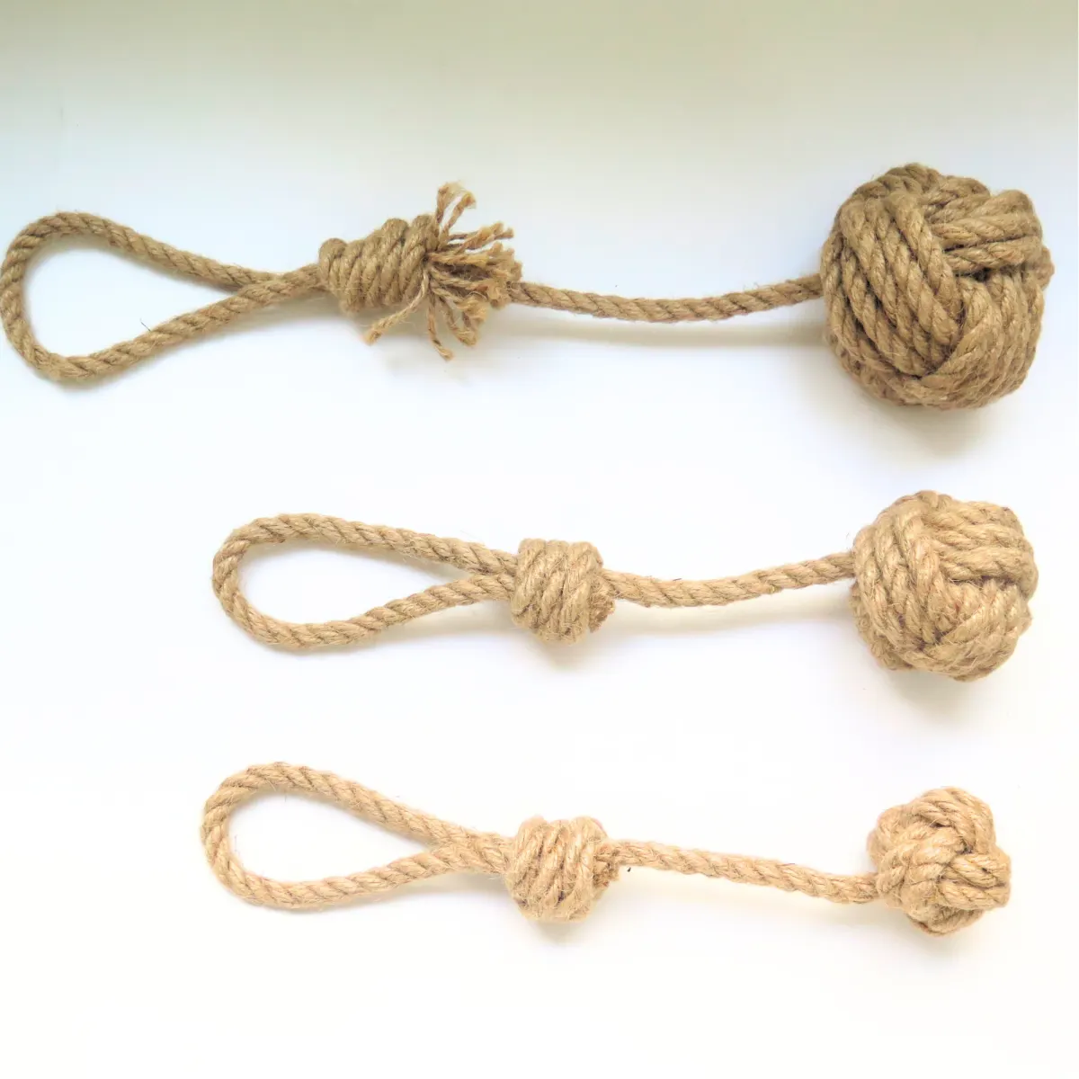 Hemp rope ball toys on loops