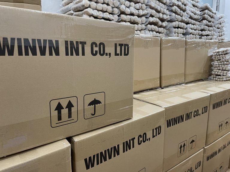 WINVN INT export cartons stacked and ready for loading