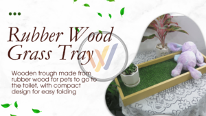 The rubber wood litter tray is a pet accessory designed to hold real or artificial grass, providing a convenient and natural toilet area for your pet